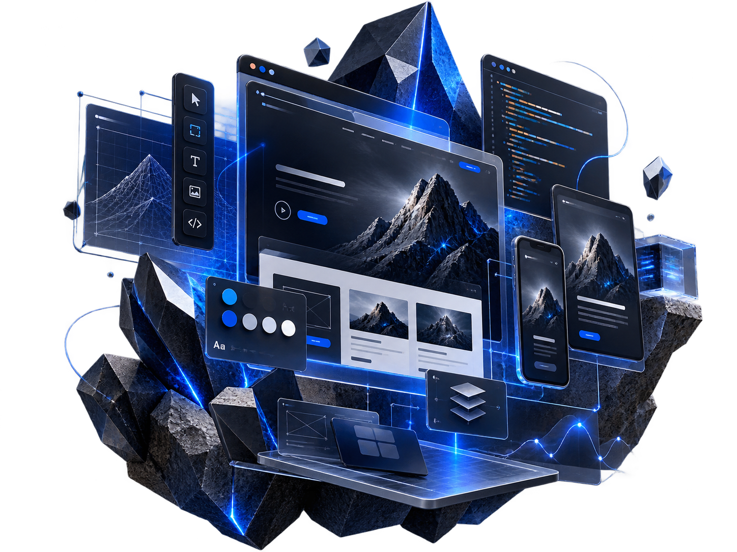 Custom website design and development, visualized across devices